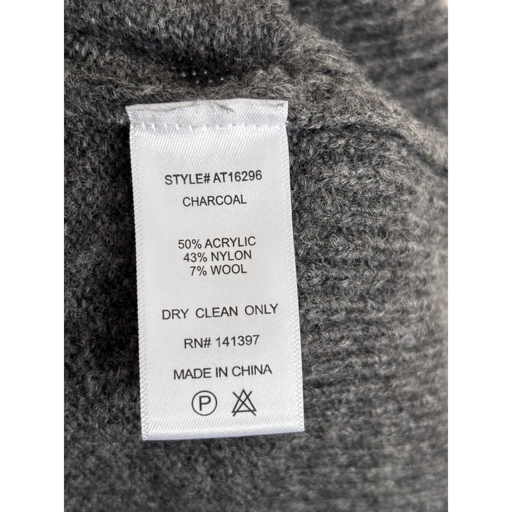 ASTR the Label Womens Medium Wool Blend Sweater Deep V Neck Gray Casual Cozy - Picture 4 of 6